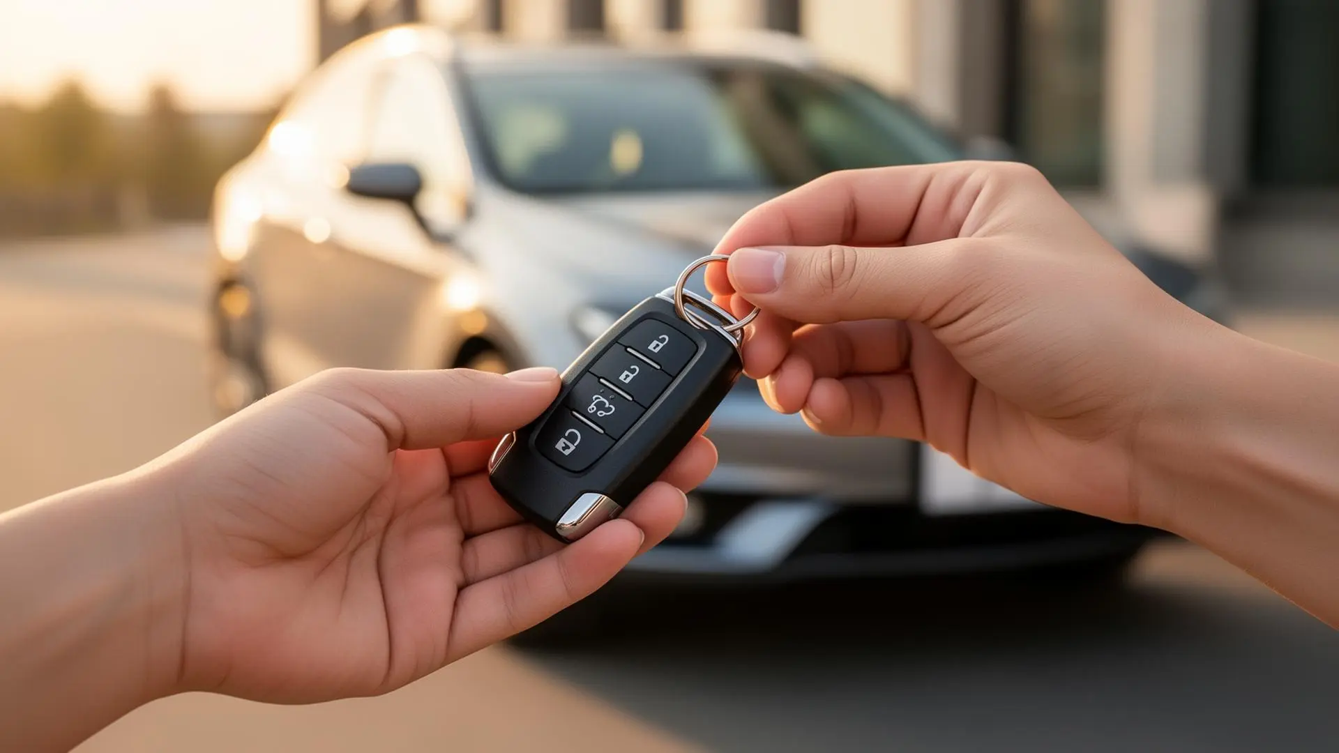 Remise des clés de voiture à un jeune conducteur