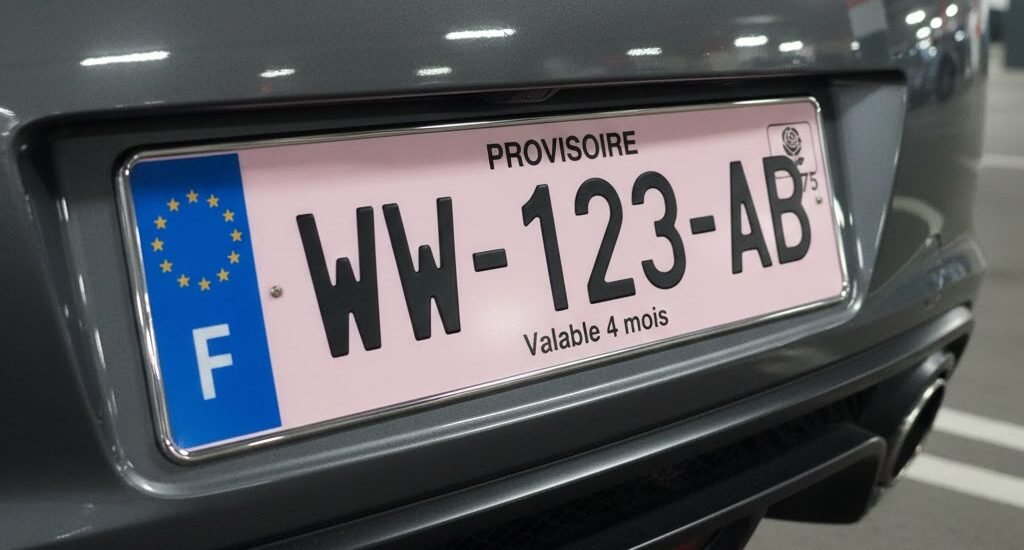 plaque rose France 2026 immatriculation provisoire
