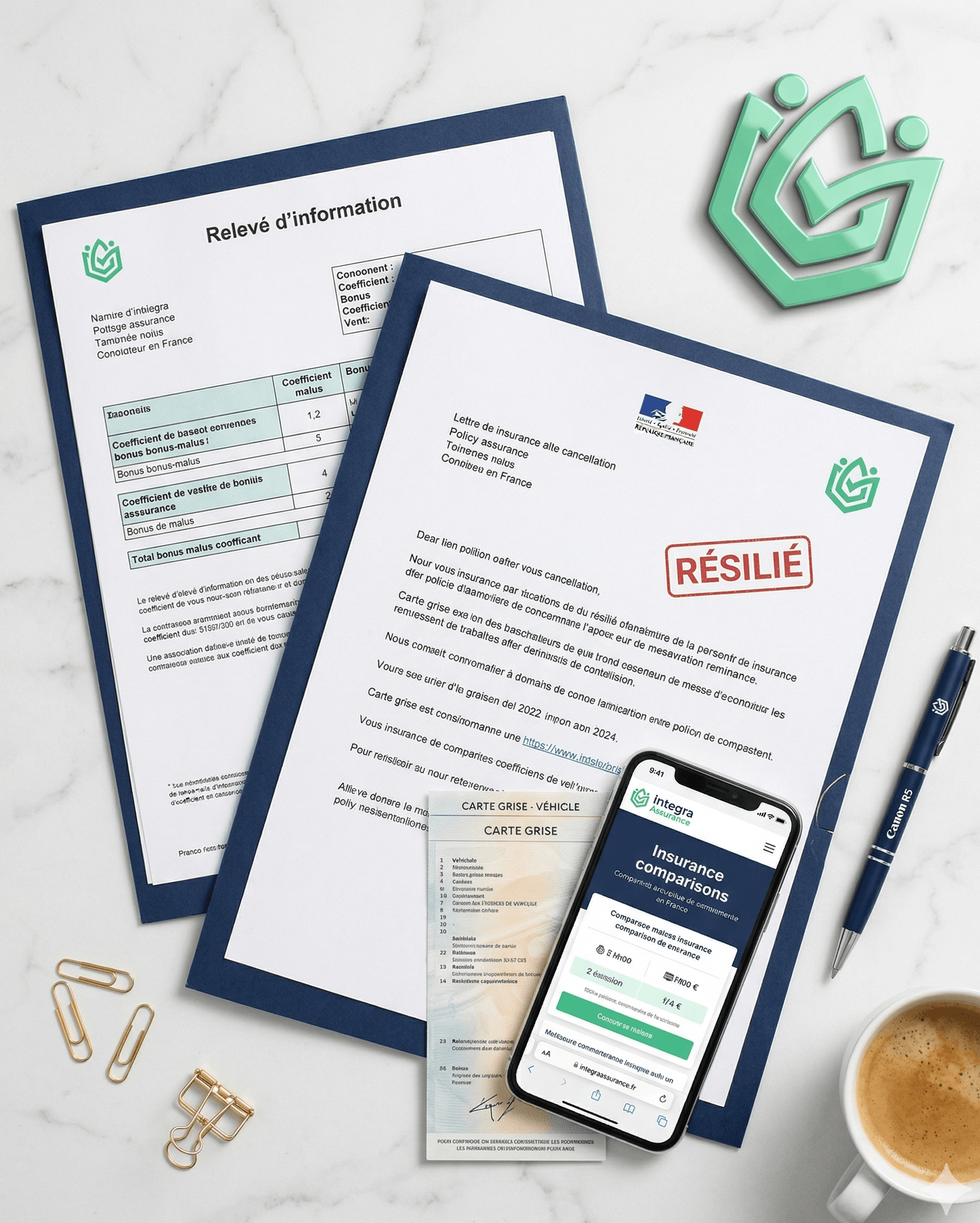 Documents assurance résilié non paiement - relevé information lettre résiliation carte grise comparateur