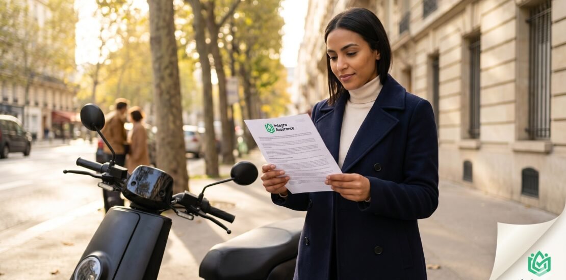Assurance trottinette électrique – femme avec scooter électrique Paris
