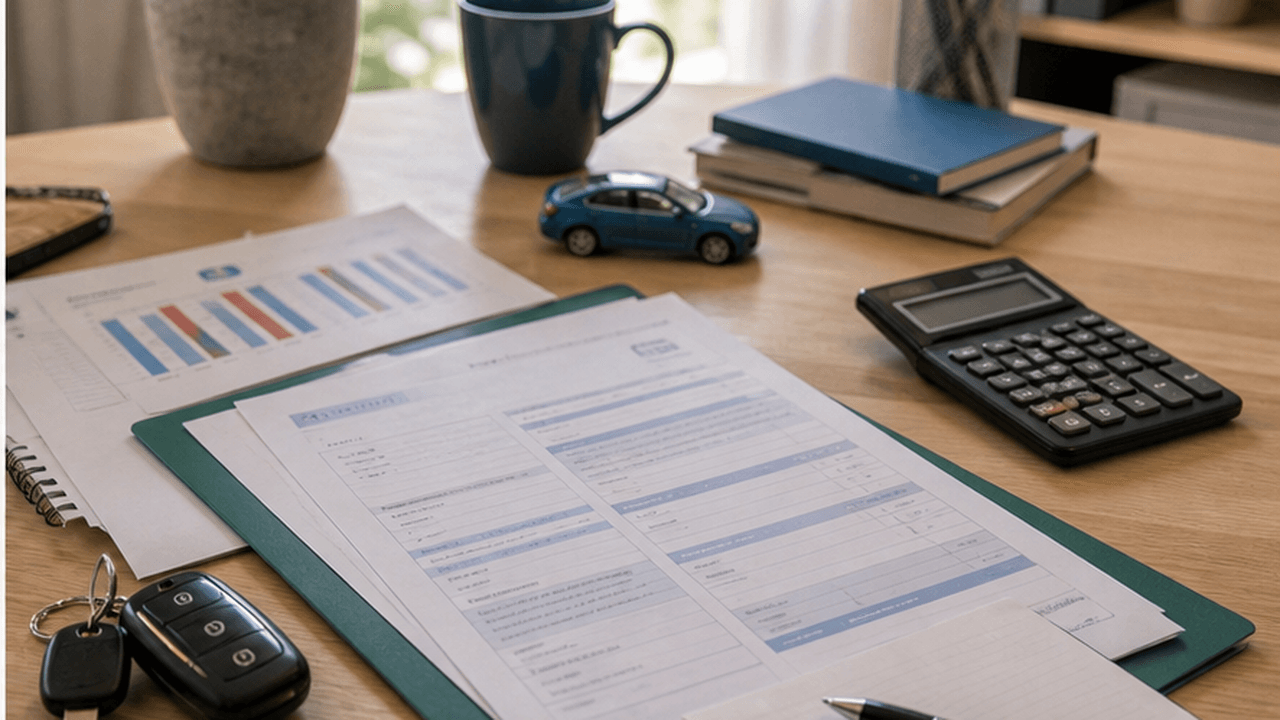Budget assurance jeune conducteur avec clés et documents