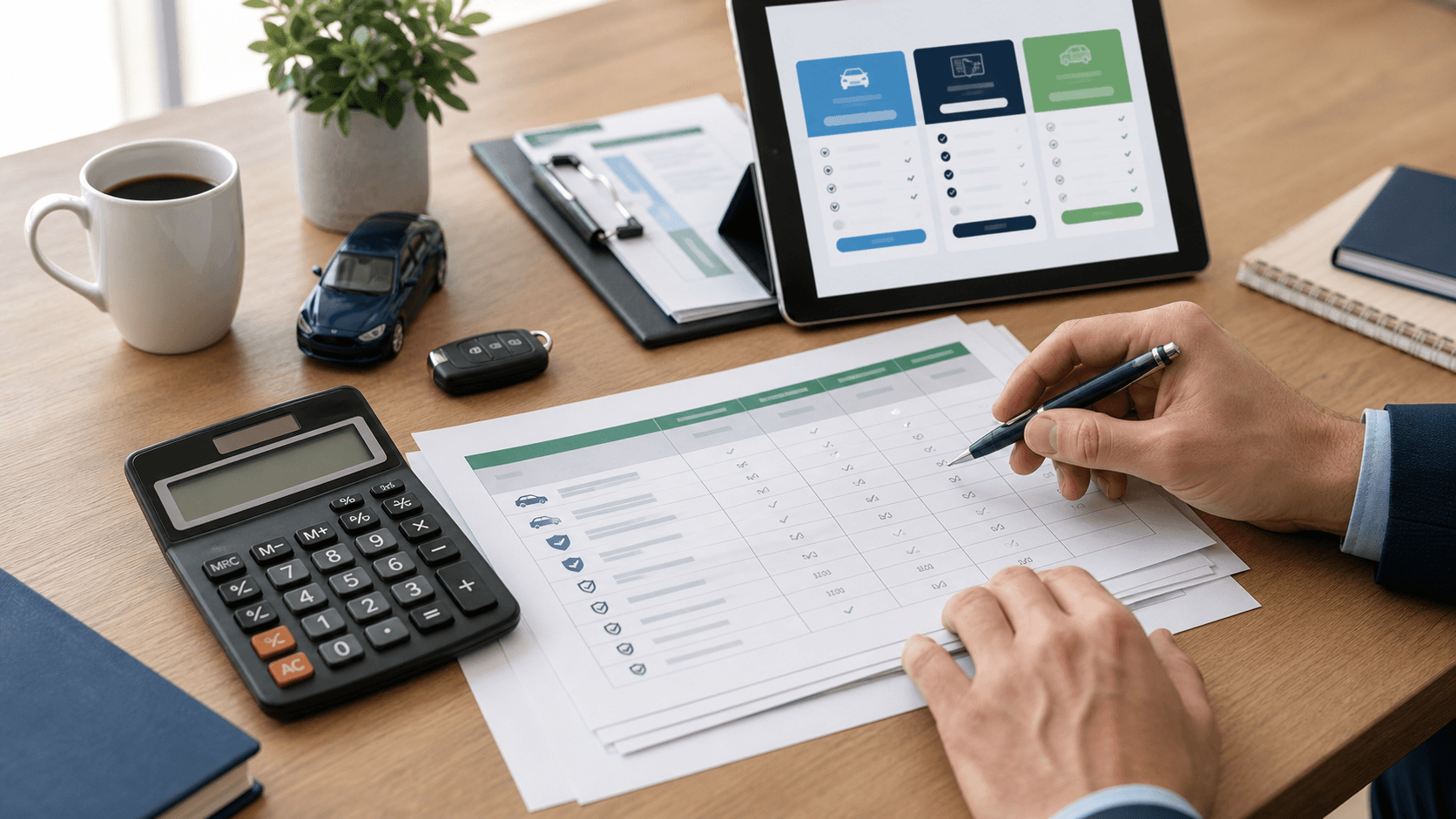 Comparatif de devis pour assurance risque aggravé auto sur bureau de courtier