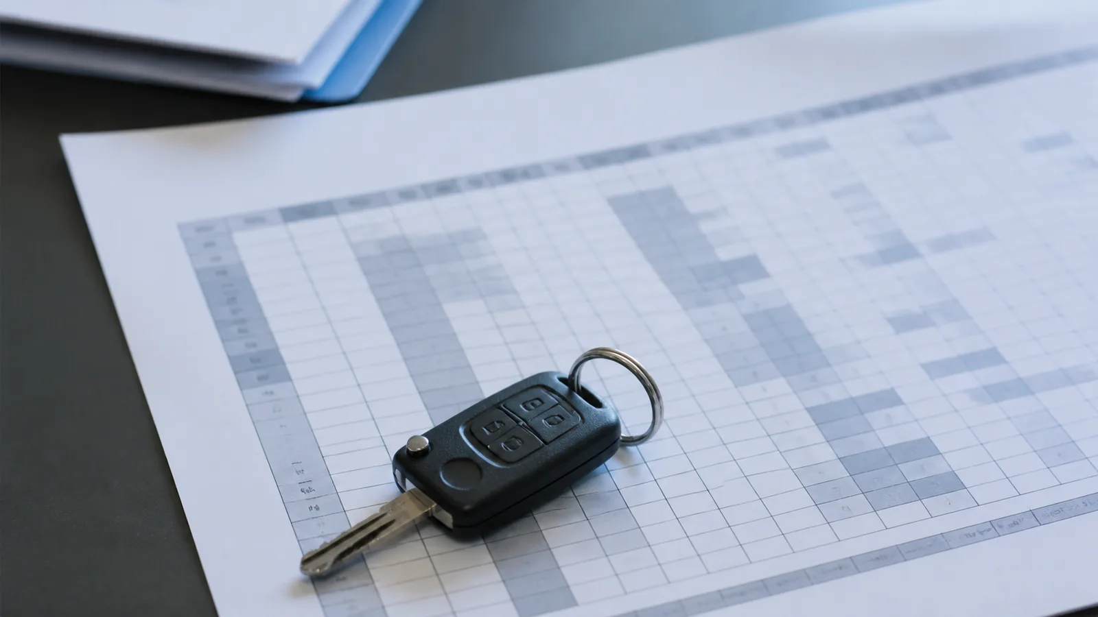 Clés de voiture posées sur un tableau de coefficient bonus-malus